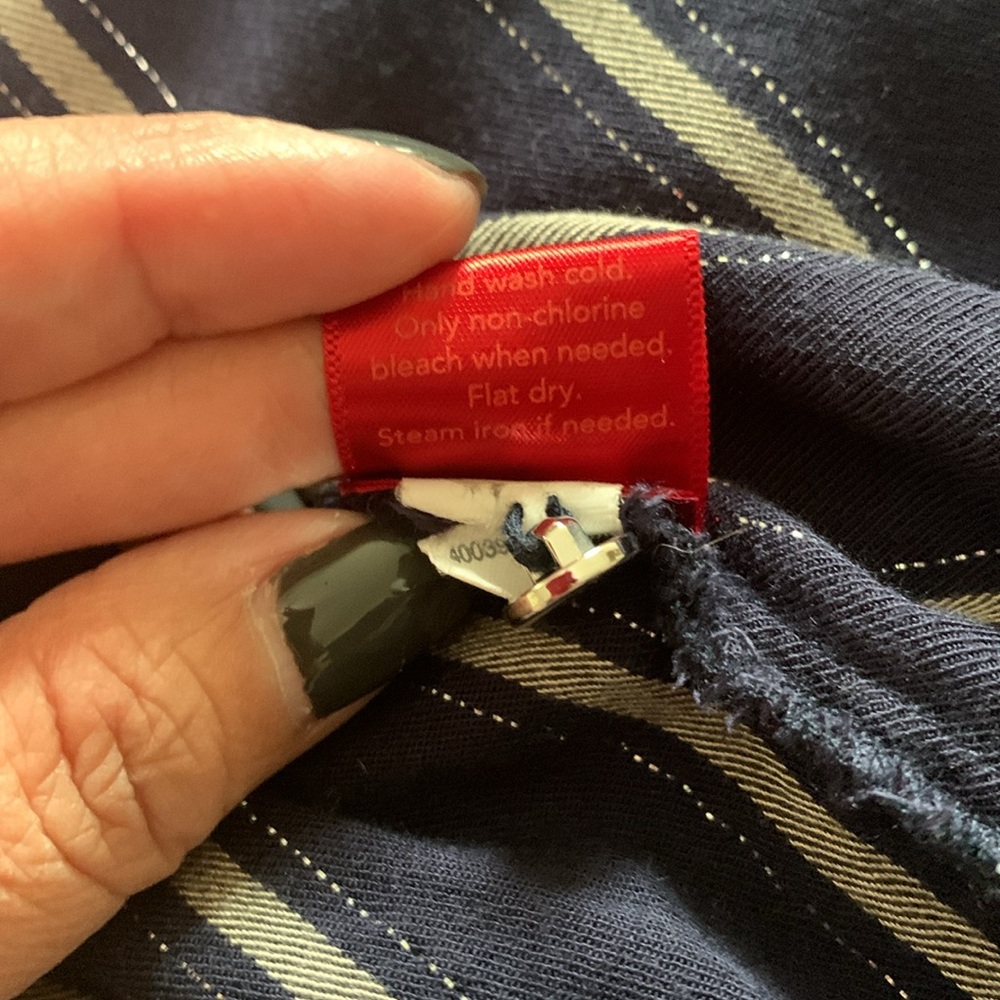 Jennifer Lopez Top Size Large Blue and Gold vertical stripes - Picture 3 of 5